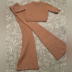 PRINCESS POLLY BROWN KNIT FLARE SET - Size XS/S